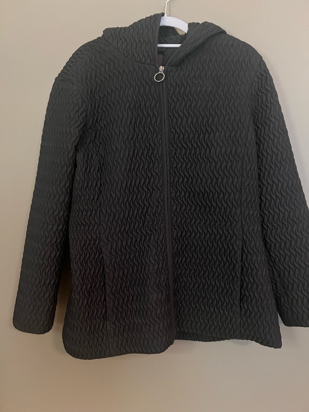 Anne Klein Black Quilted Hooded Puffer Jacket
